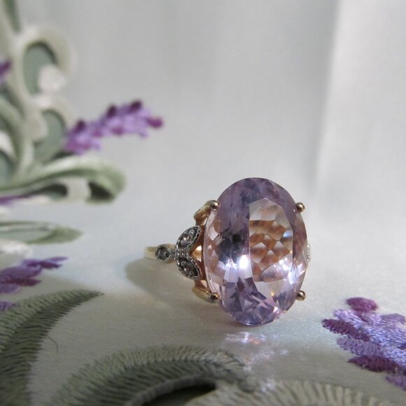 QJ India Quintessence Jewelry Gold Plated 925 Silver Light Amethyst Ring Size 10 - Picture 14 of 16